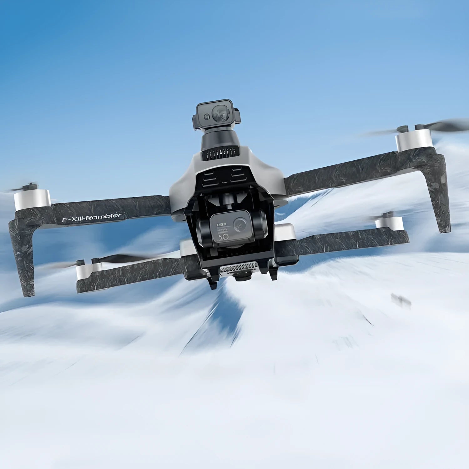 White folding quadcopter drone with obstacle avoidance sensors and 4K camera shown with remote and shoulder bag