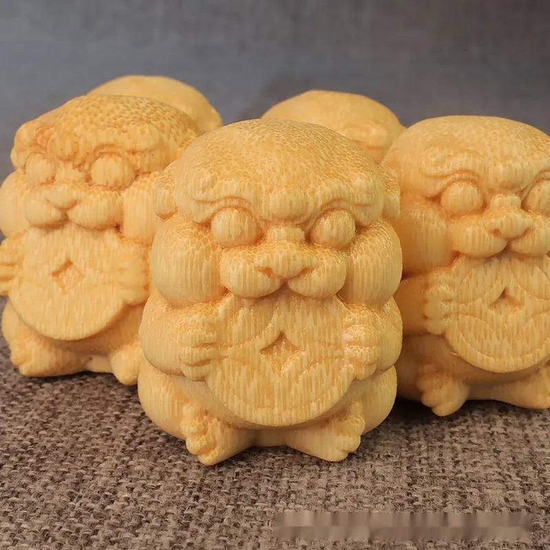 Solid bamboo hand-carved ornament with Money Frog design, 4.5cm high.