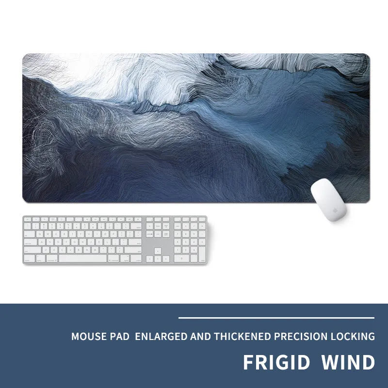 Oversized gaming mouse pad with extended surface for keyboard and mouse on desk