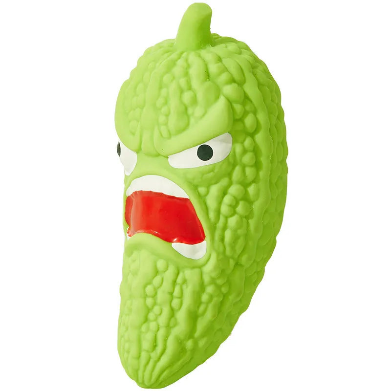 Realistic bitter melon and chili shaped dog chew toy for teeth cleaning and boredom relief