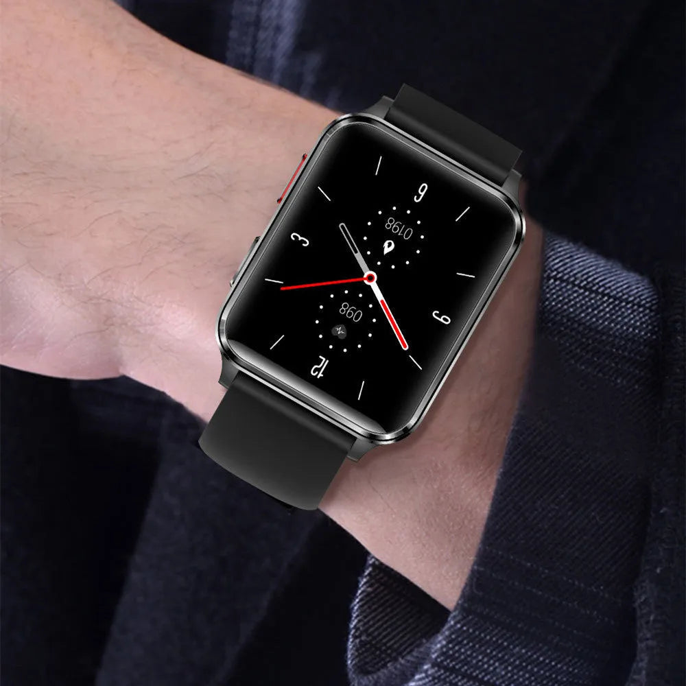 Multi-sport watch with heart rate monitoring on wrist showing 1.70-inch screen with fitness data display
