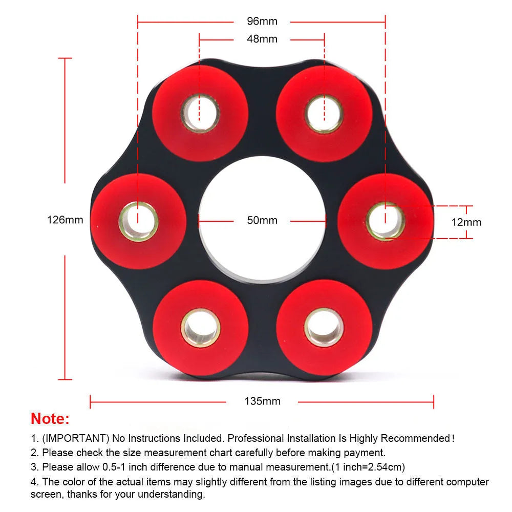 Red polyurethane aluminium drive shaft connecting plate bracket for BMW vehicles with included transmission shaft