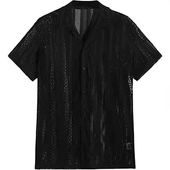Men's knitted button shirt with jacquard pattern in cardigan style