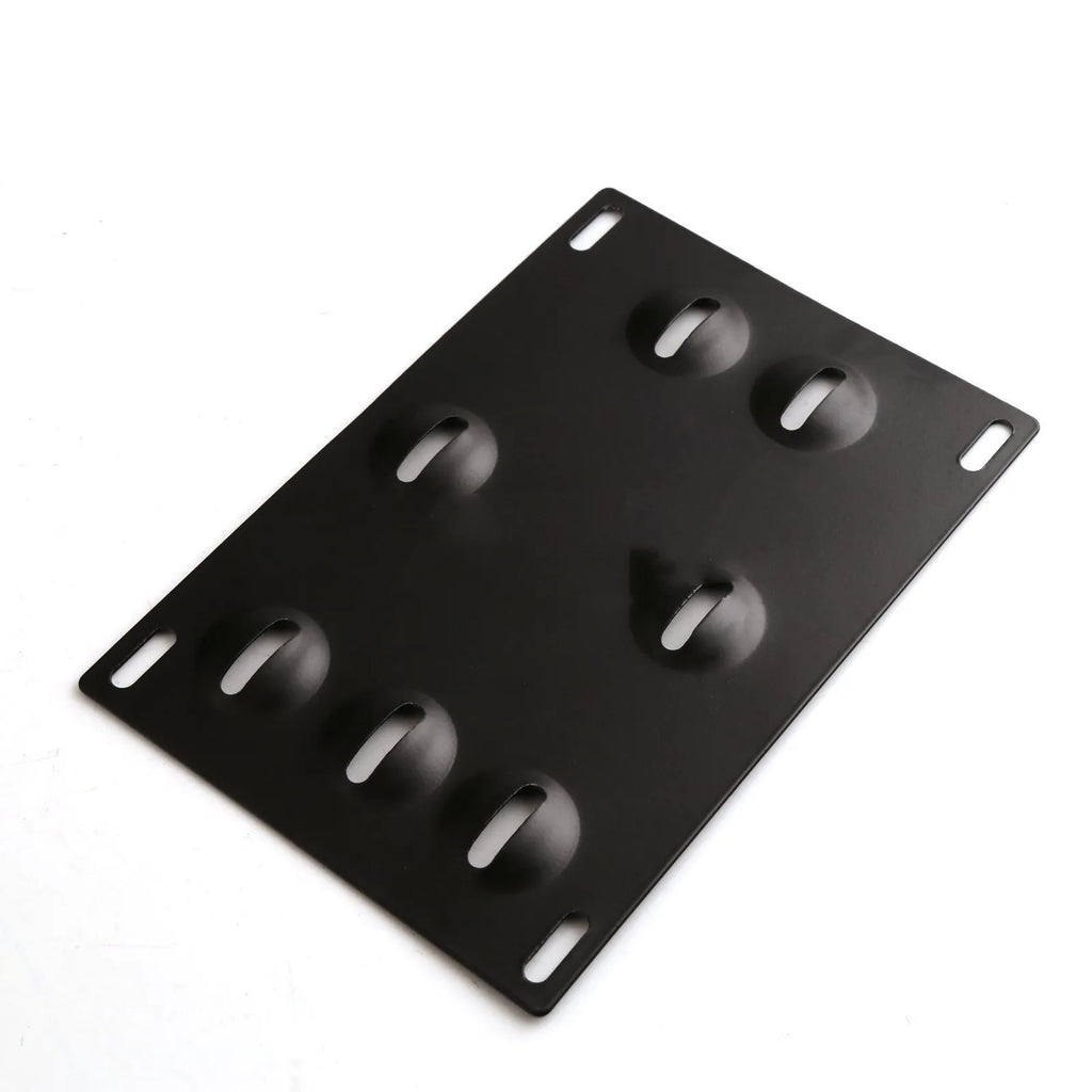 Metal American licence plate frame with integrated trailer hook for car modification, 21x10 cm.