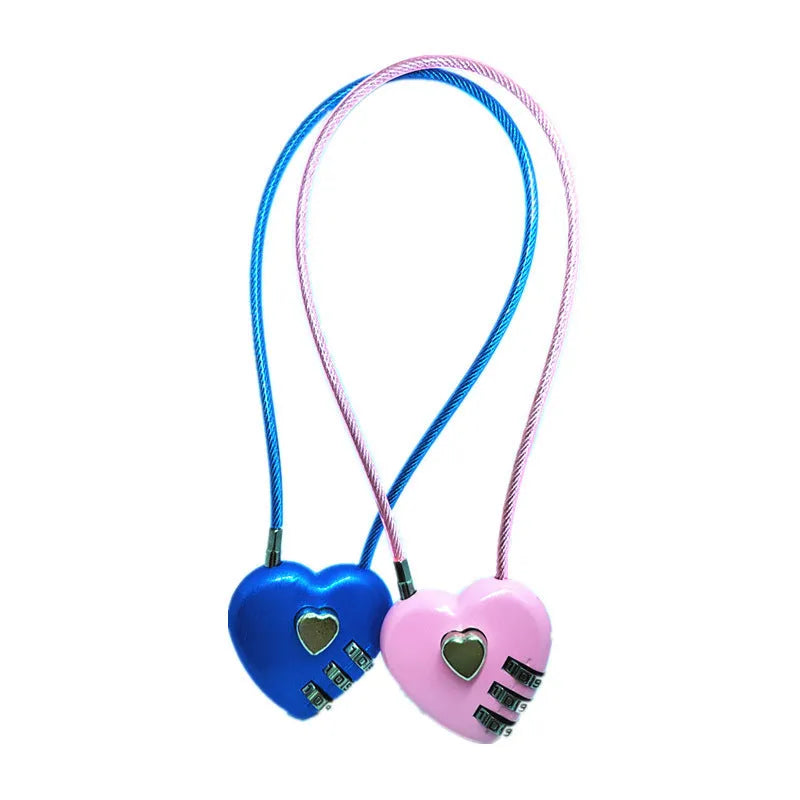 Peach heart shaped cable lock with a long steel rope in a choice of colours.