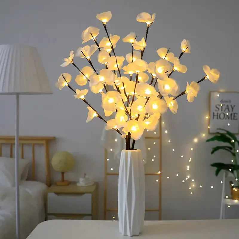 65cm long pink Phalaenopsis orchid branch decorative LED light with 20 warm white lights