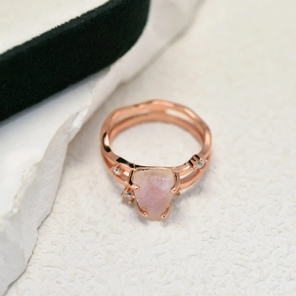 S925 sterling silver irregular triangle moonstone ring in geometric design with choice of finishes