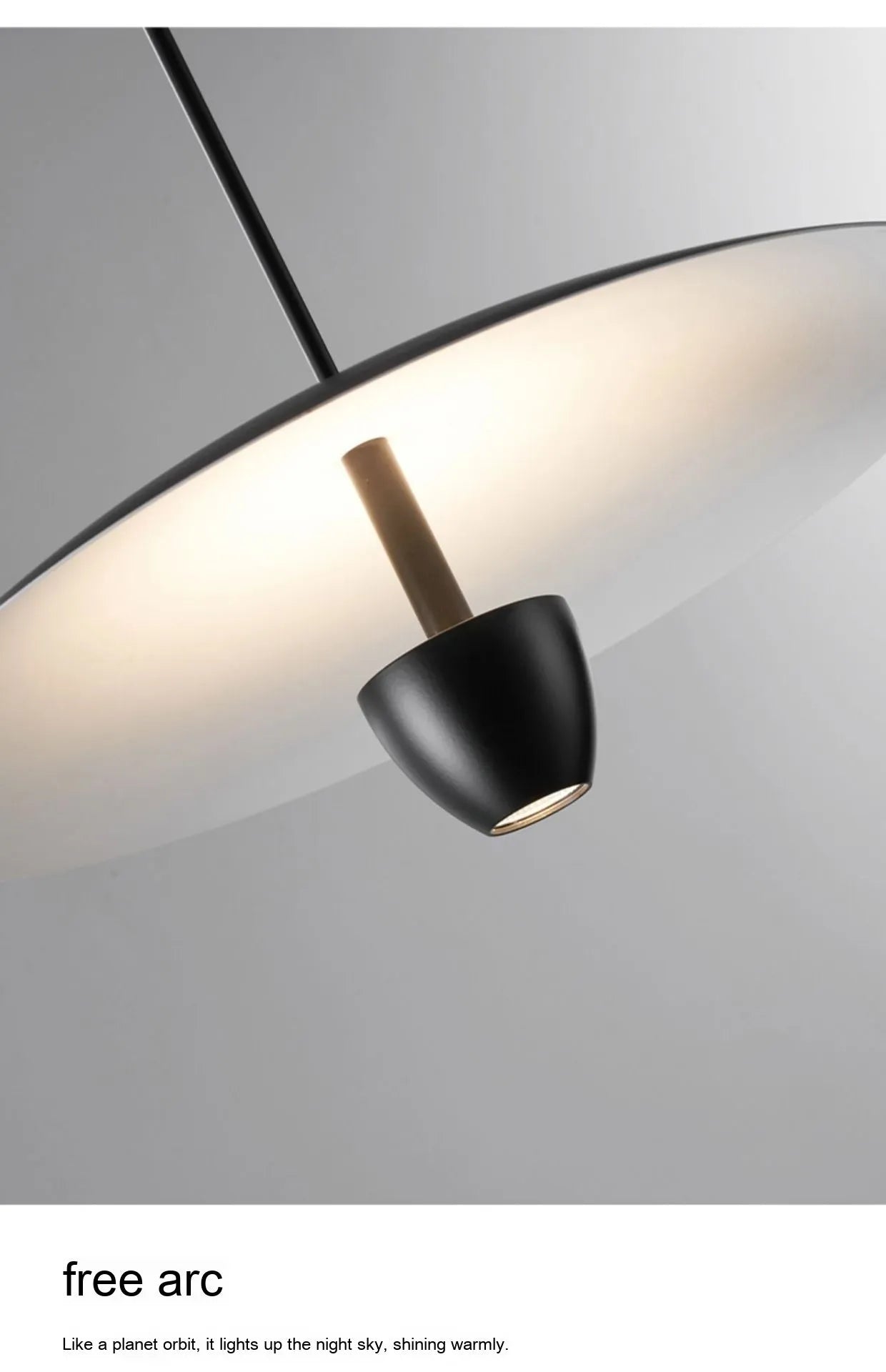 Black modern minimalist ceiling chandelier with 400mm diameter and warm white lighting