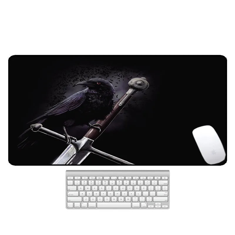 Large computer desk pad mouse mat with patterned surface and natural rubber non-slip base