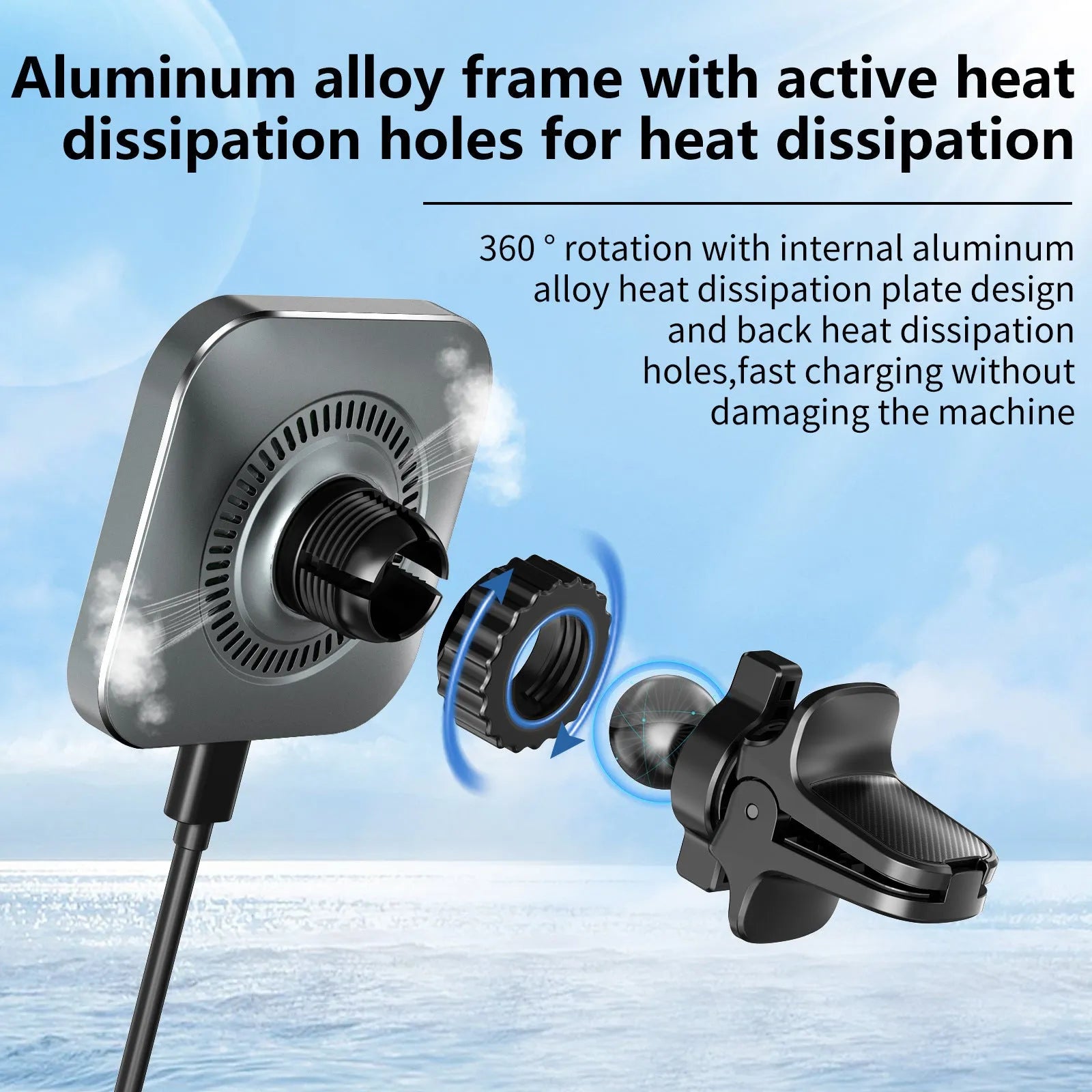 Magnetic car wireless charger holder M69 with USB interface and bracket