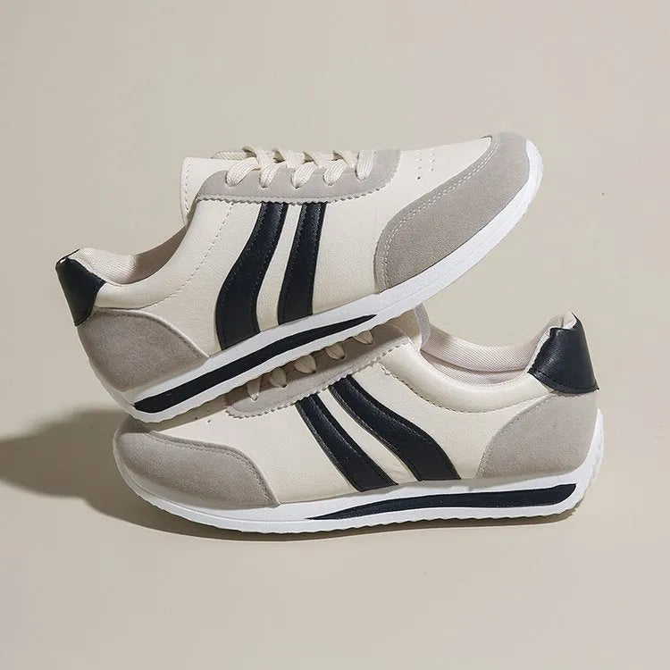Red lace-up casual sneaker with soft rubber sole and pu mesh upper