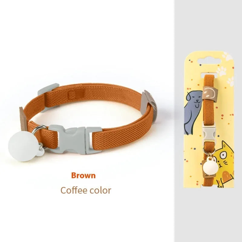 Small dog collar made of polyester with high elasticity, shown in one of seven colours on a white background.