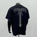Men's loose fit cotton short sleeve shirt in black colour with printing design for business commuting