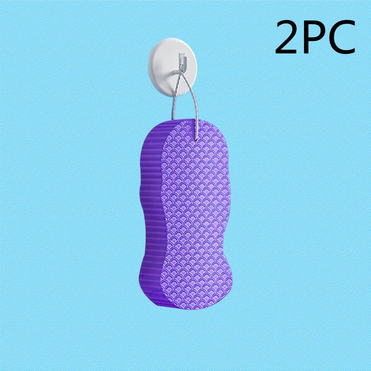 3D fish scale pattern bath sponge in light blue colour showing textured exfoliating surface