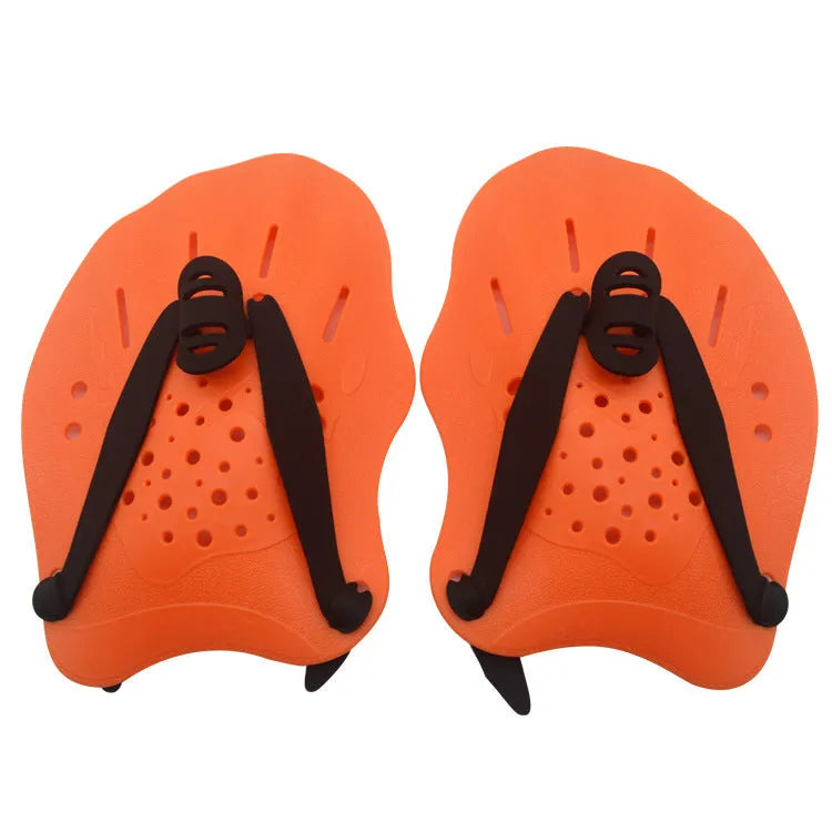 Pair of swimming training hand paddles for freestyle stroke technique in multiple colour options