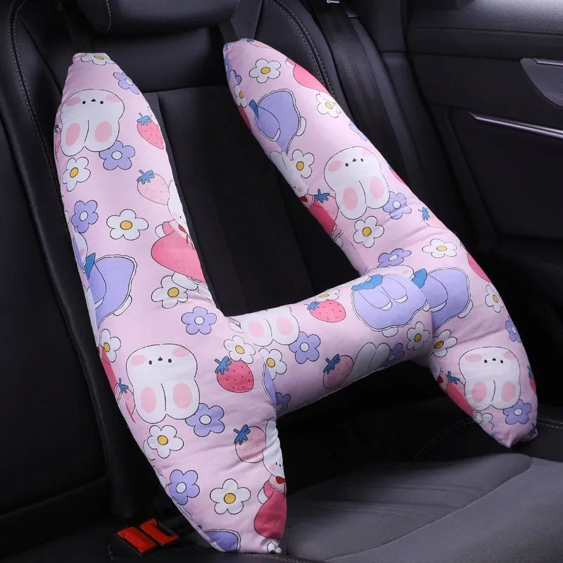 Car headrest neck pillow 55x70cm with printed pattern and pearl cotton filling