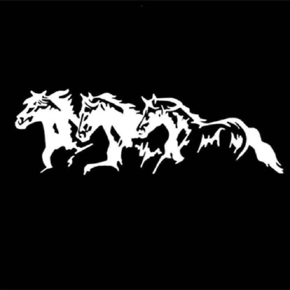 Three horses design car decal sticker measuring 25 by 8 cm in four colour options