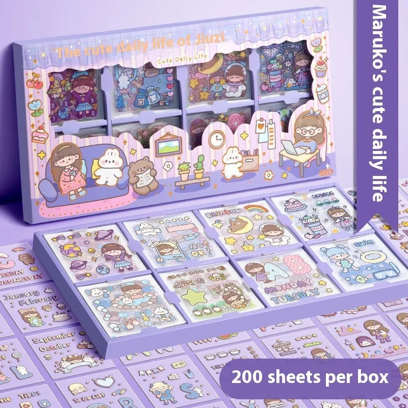 Children's goo card sticker book with five character theme designs