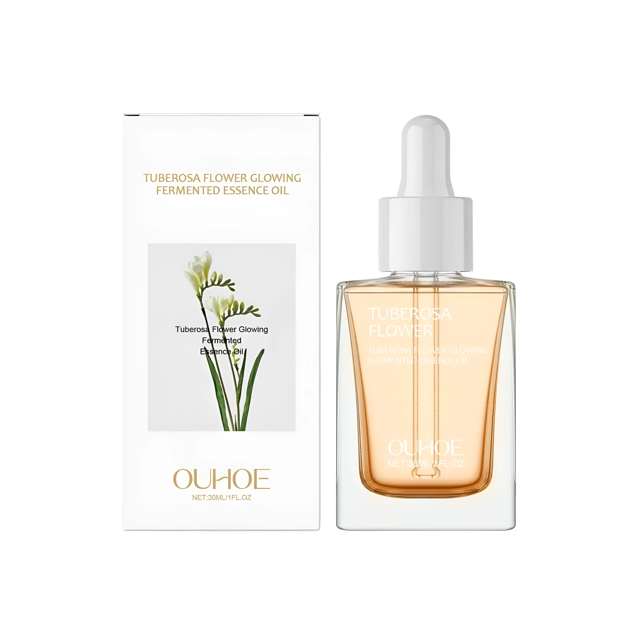 30ml clear bottle of brightening and firming facial oil with glycerin and vitamin E