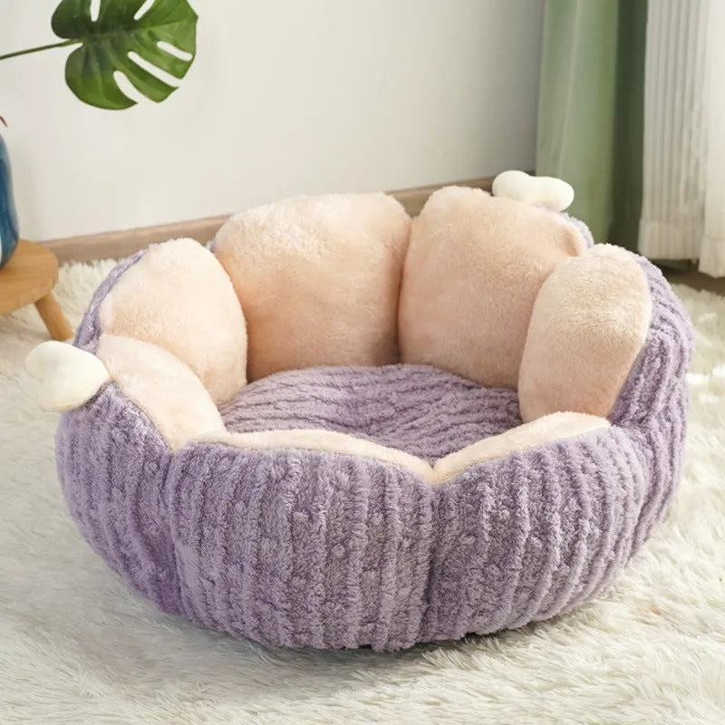 Soft green cactus-shaped pet kennel house for cats, shown next to a smaller purple version.