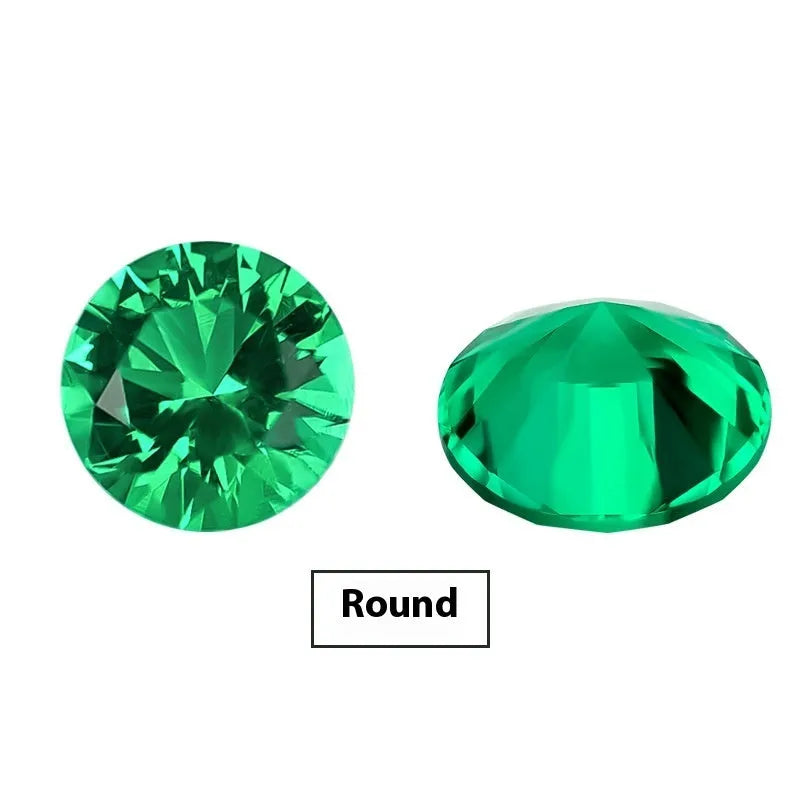 Columbia green cultivated emerald loose stones showing round and rectangular grandmother cuts in various sizes