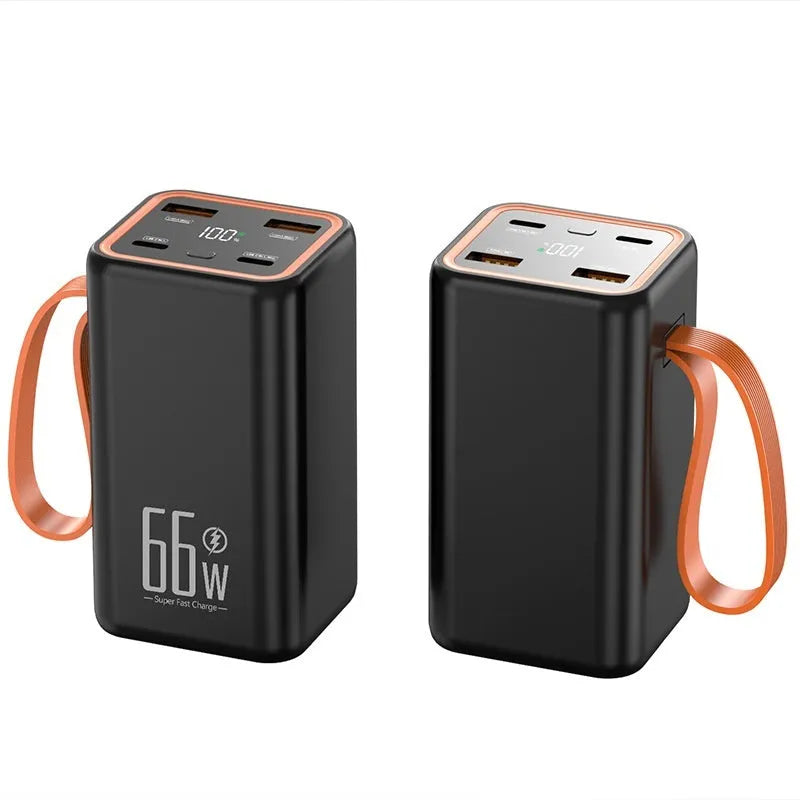 Black or white PD66W fast charge 20000 mAh portable power bank with creative design