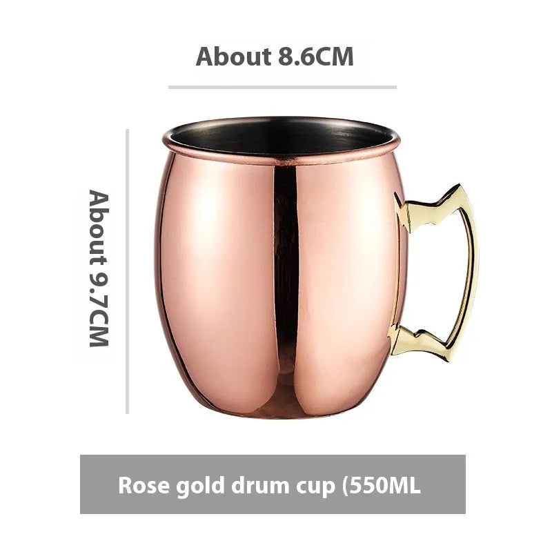 Stainless steel Moscow mule cup with copper plating in metallic finish