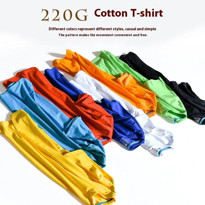 Men's solid colour round neck cotton t-shirt on a hanger