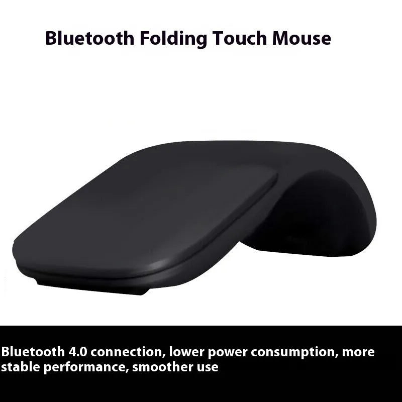 Folding Bluetooth touch wireless mouse shown open and closed with black, white, blue, green colour options