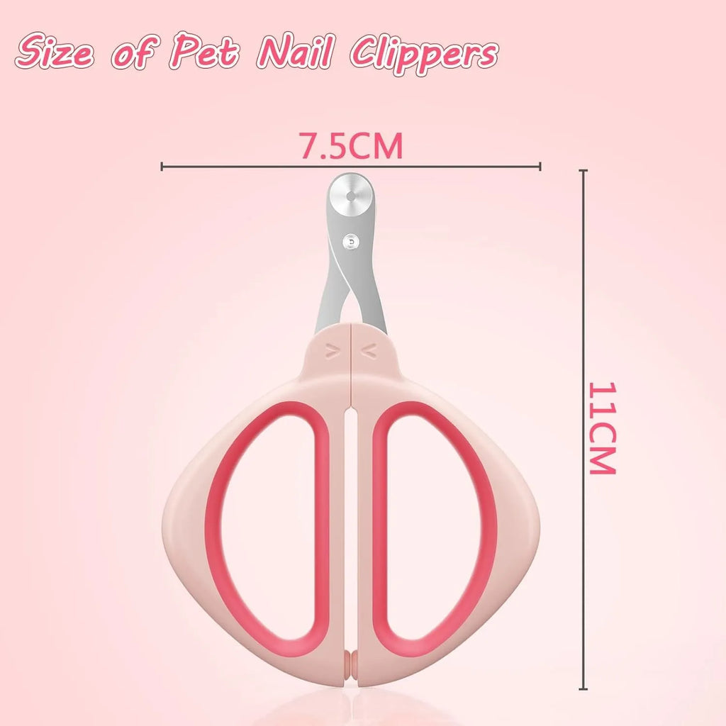 Cat nail clipper with positioning hole and non-slip handle in blue or pink colour