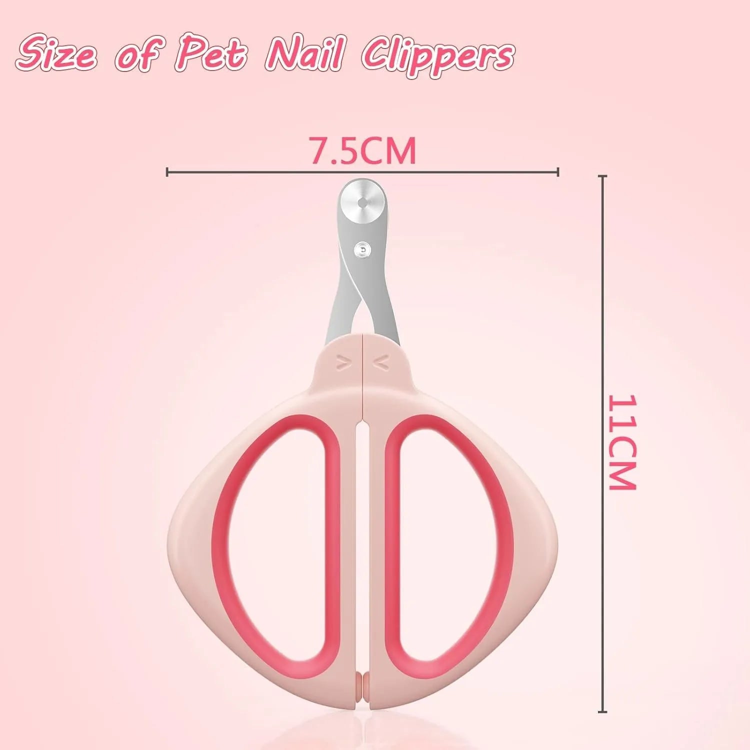 Cat nail clipper with positioning hole and non-slip handle in blue or pink colour
