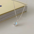 Silver 925 sterling silver necklace with geometric ornamental stone pendant on adjustable curb chain