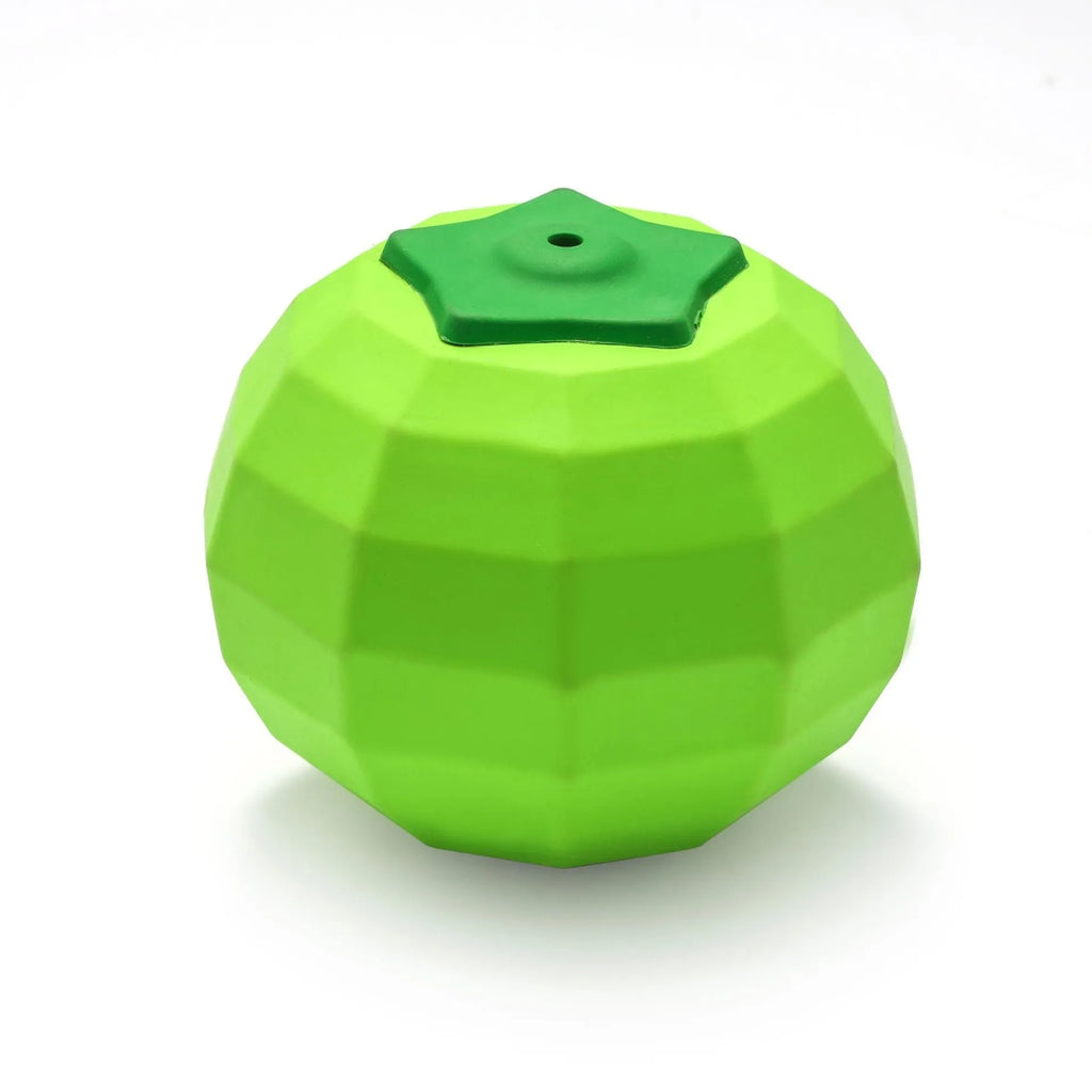 Green natural rubber squeaky dog chew toy ball for medium and large aggressive chewing dogs