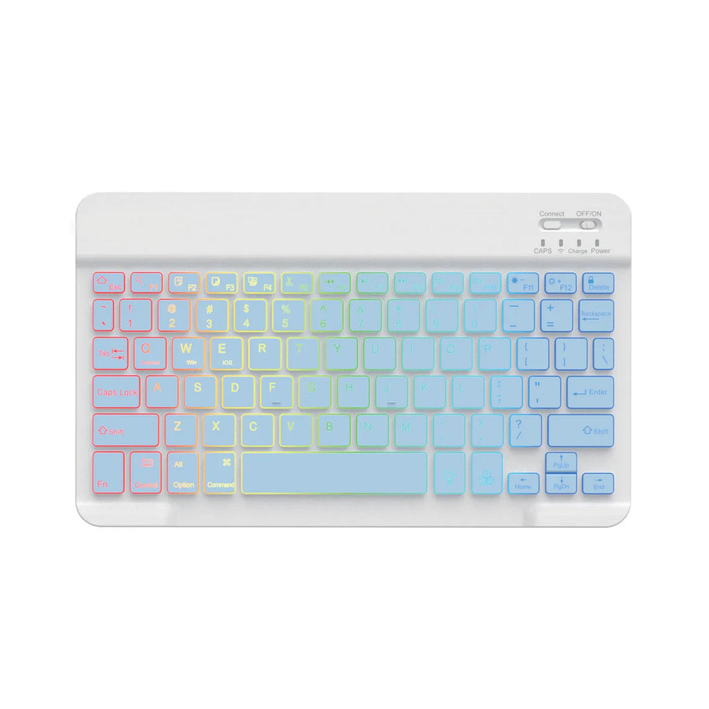 10-inch Bluetooth backlit keyboard with colourful LED lighting for tablet typing