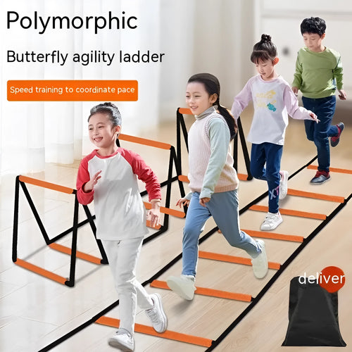 Butterfly ladder children's physical fitness equipment with plastic construction and training rope ladders