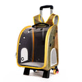 Transparent pet trolley bag with hard sides and Oxford cloth backpack for small dog transport
