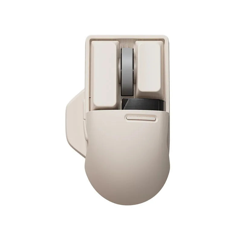 Xiaoqiao Tofu coloured wireless mouse with seven buttons and four way roller on mouse pad