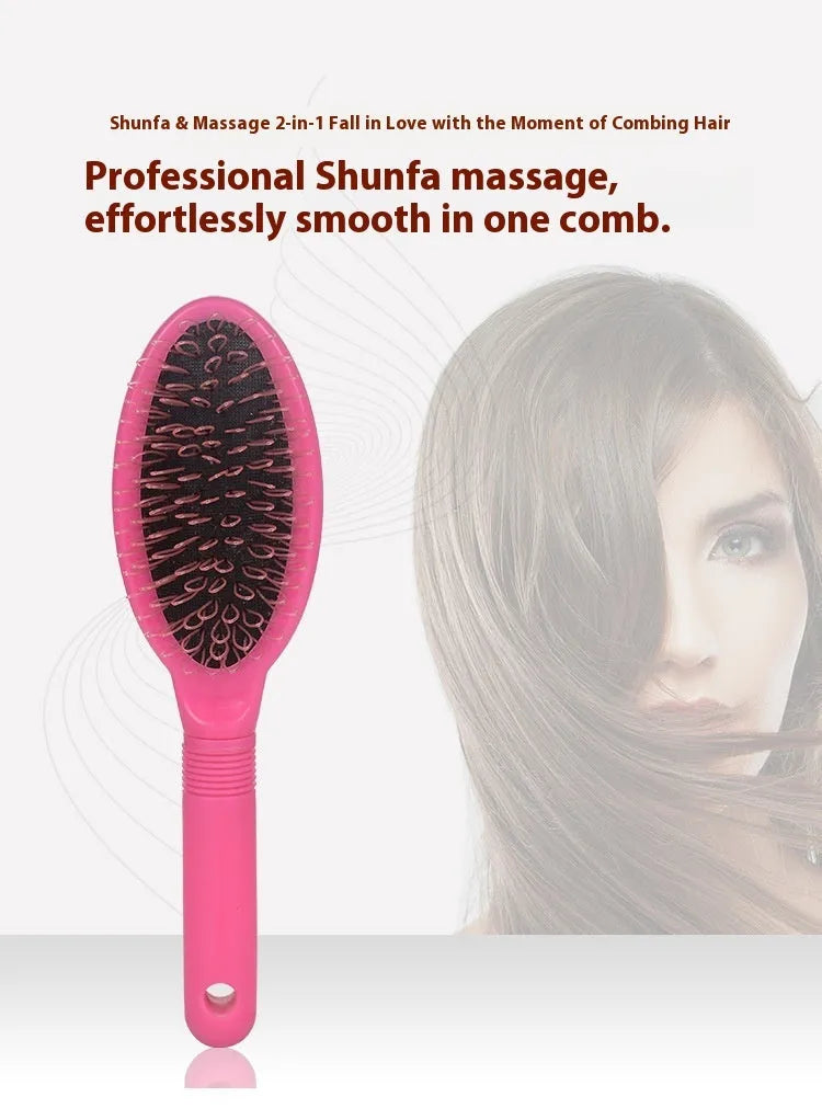 Black or pink plastic hair extension comb with ring teeth, 22cm length