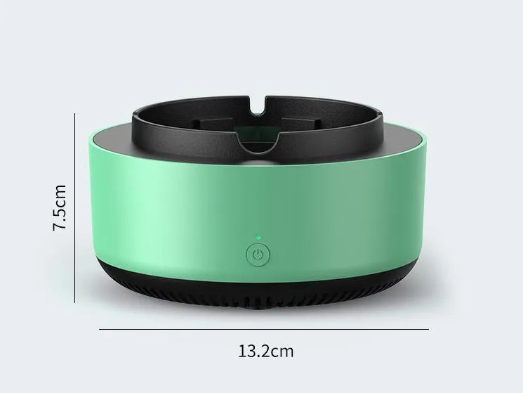Smoke removal air purification ashtray with negative ion feature and compact design