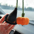 Hand-woven polyester automobile hanging ornament with cartoon Halloween design