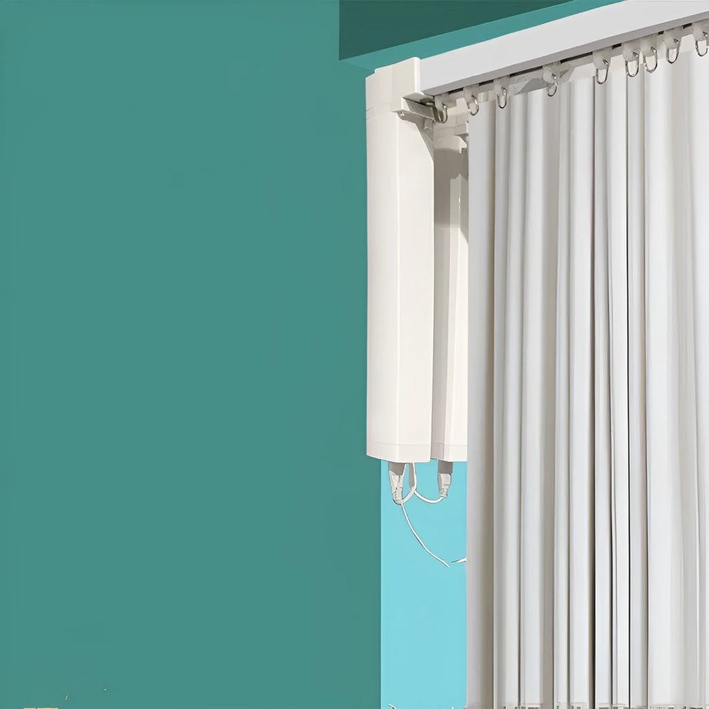 Smart electric curtain with rechargeable lithium battery, aluminium track, remote control and motor