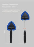 Car windshield and window cleaning brush in plastic construction with colour options of red, green or sapphire blue