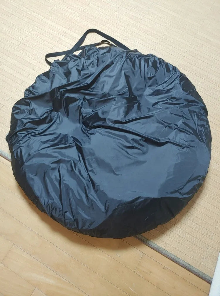 Black pop-up outdoor camping car tail tent with quick throw setup, unfolded to 200x200x200cm