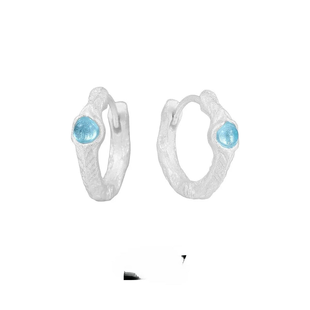 Burnt silver 925 silver ear clip with geometric shape and round elements