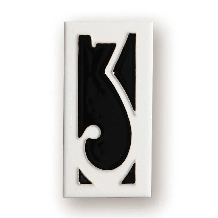 Handmade ceramic retro doorplate with enamel art decoration measuring 76mm by 152mm