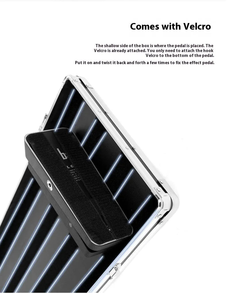 T-EC8 Aviation Box guitar effects unit inside a metal flight case for electric guitar.