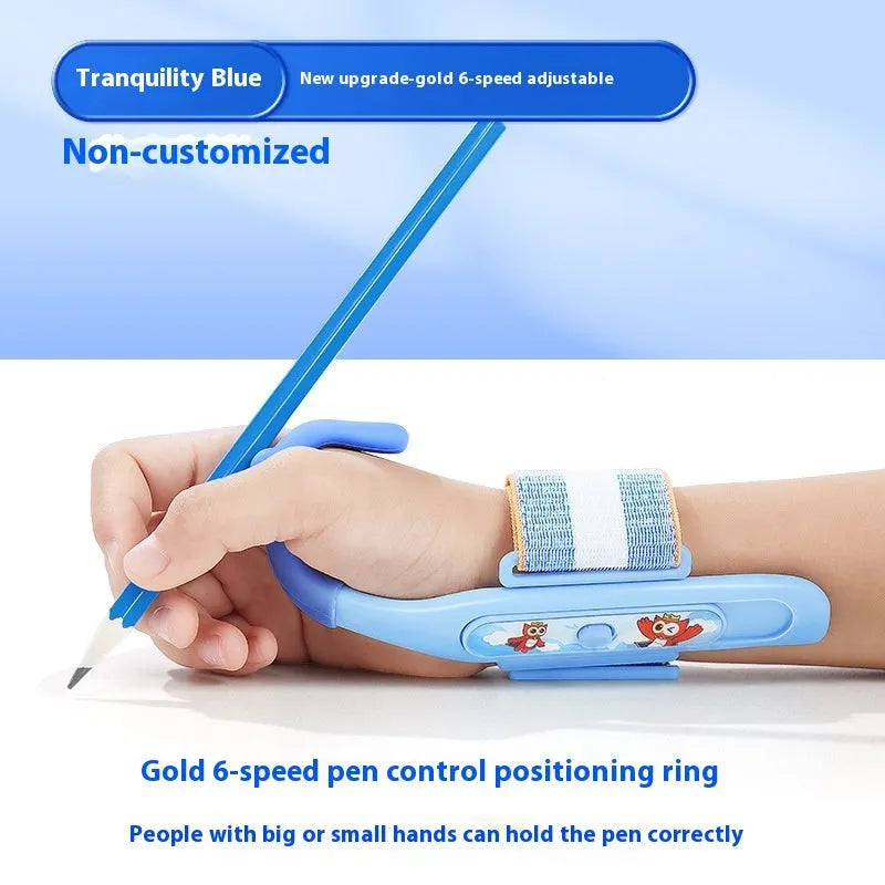 Blue anti-hook pen control corrector wrist brace with ABS nylon construction