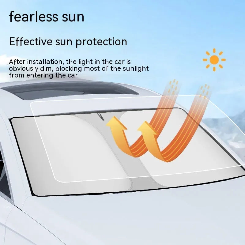 Car double ring front windscreen sun shield in titanium silver colour showing heat reflection coating