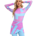 Conservative swimsuit three-piece set with apron in fresh pattern design