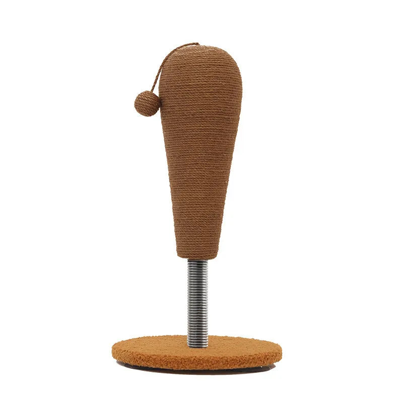 Hemp rope cat scratch board with removable toy attachment in large or small size